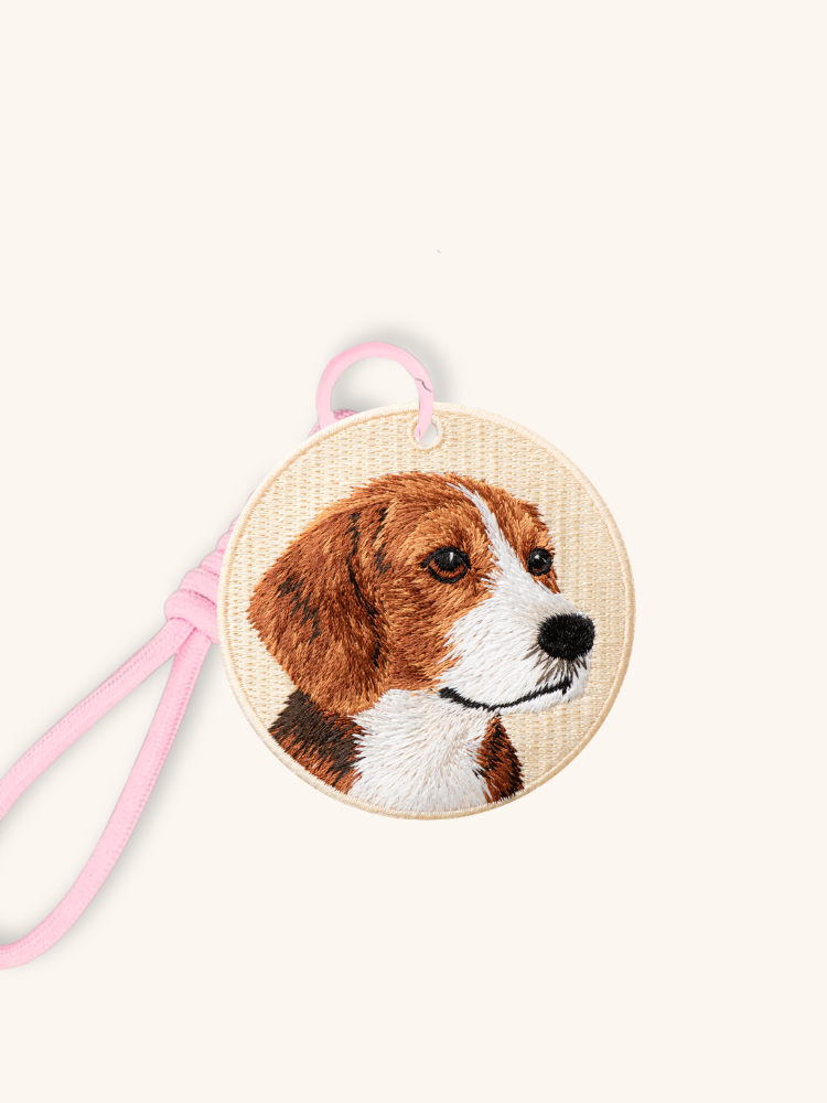 Beagle Cream Embroidered Charm