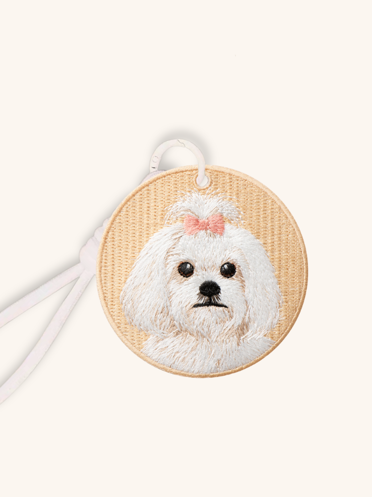 Maltese Ribbon Embroidered Charm