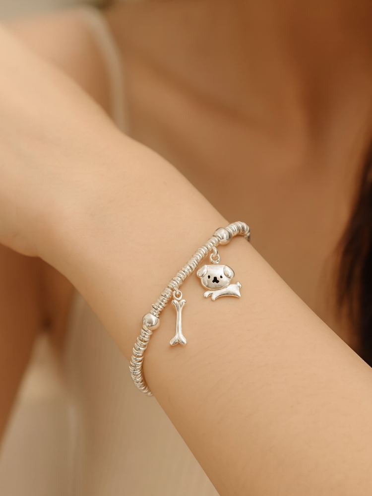 Puppy Charm Silver Bracelet