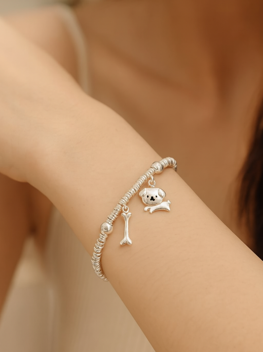 Puppy Charm Silver Bracelet