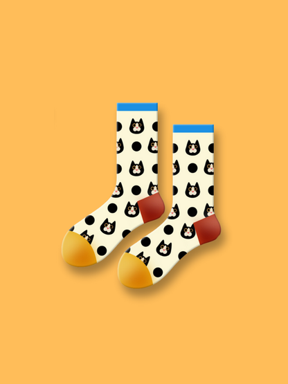 Milk Cat Dot Socks 5-Pack Bundle