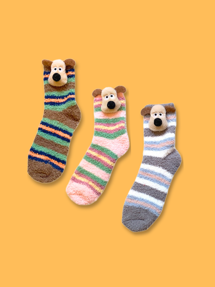 Fluffy Pup Lounge Socks 3-Pack Bundle