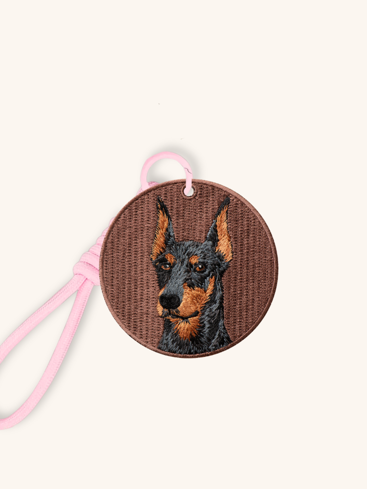 Doberman Cocoa Embroidered Charm