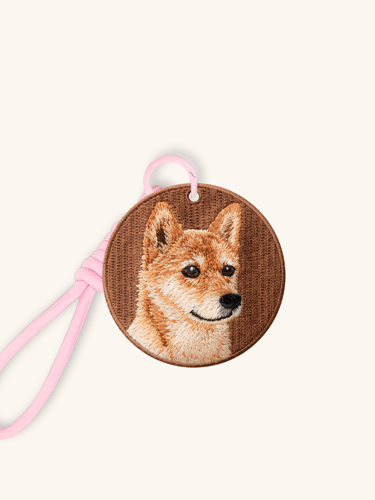 Chinese Village Dog Chestnut Embroidered Charm